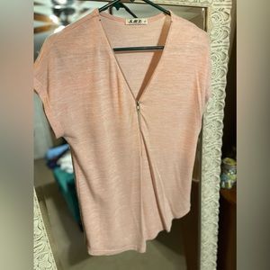 Pink zip up t shirt